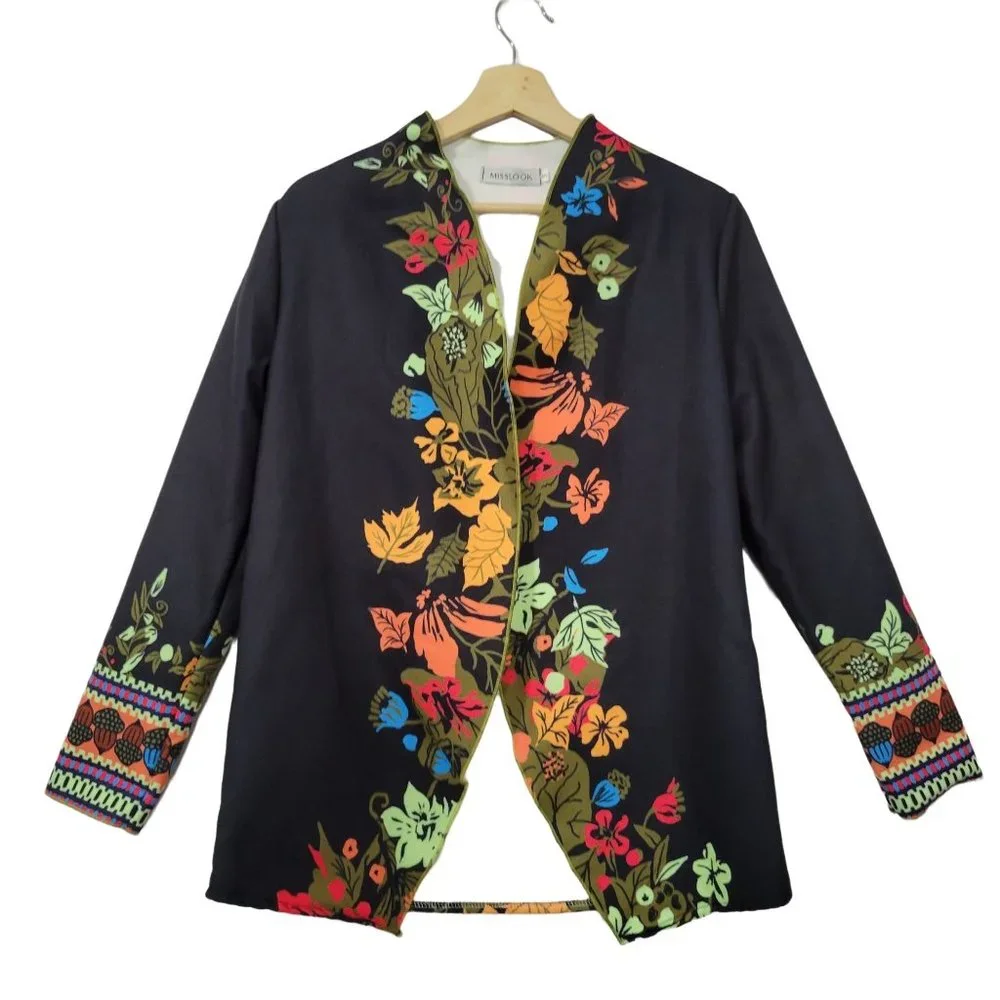 Misslook Women's Cardigan Size Small Long Sleeve Color Black